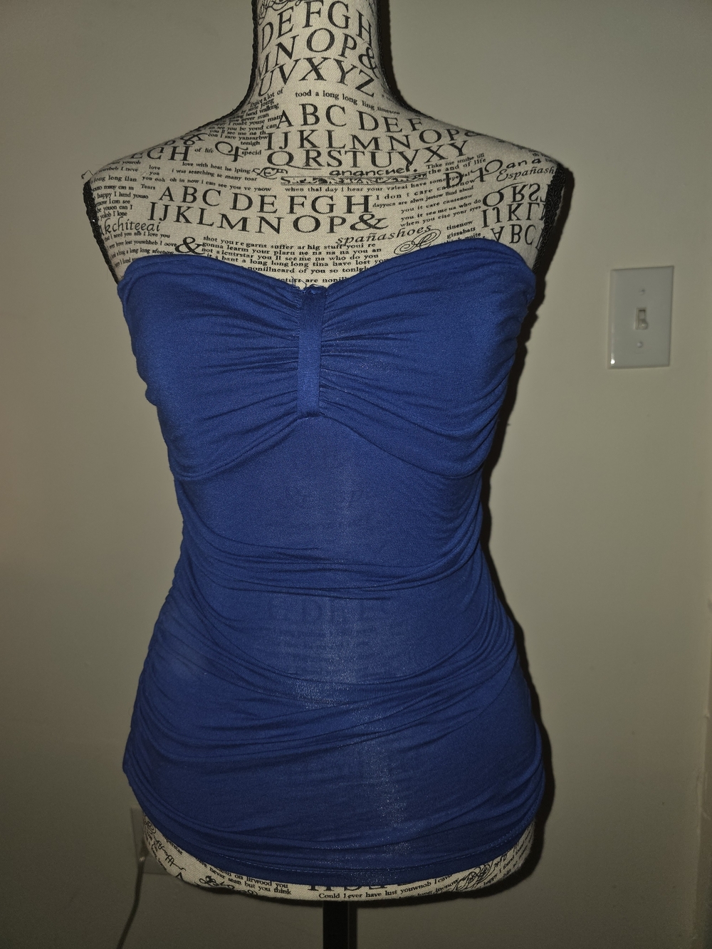 Ruched Strapless Camisole in Royal Blue